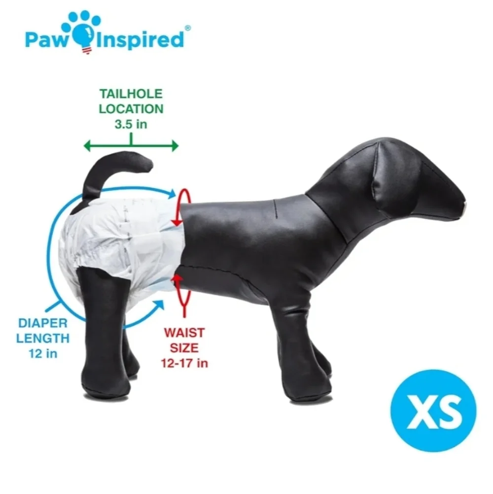 Paw Inspired 12 Pack Disposable Dog Diapers Size XS